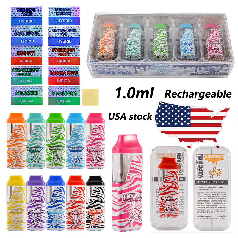 

Packwoods Runtz 1.0ml Zebra Edition E cigarettes Rechargeable Disposables Vapes Pens empty Pod 380mah Vape Pens 10flavors In USA Warehouse