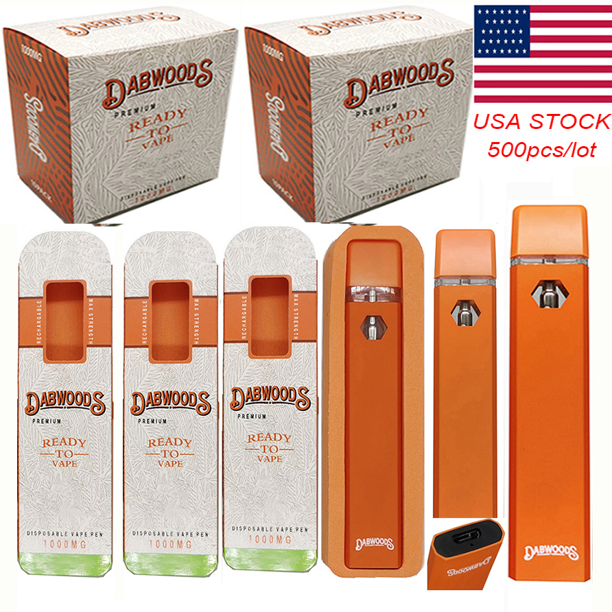 

USA Dabwoods Disposable Vape Pen 1.0ml Carts E Cigarettes Empty Vaporizer Pens USB Rechargeable 280mah Battery Thick Oil Pod Ceramic Coil Pens Packaging Display Box