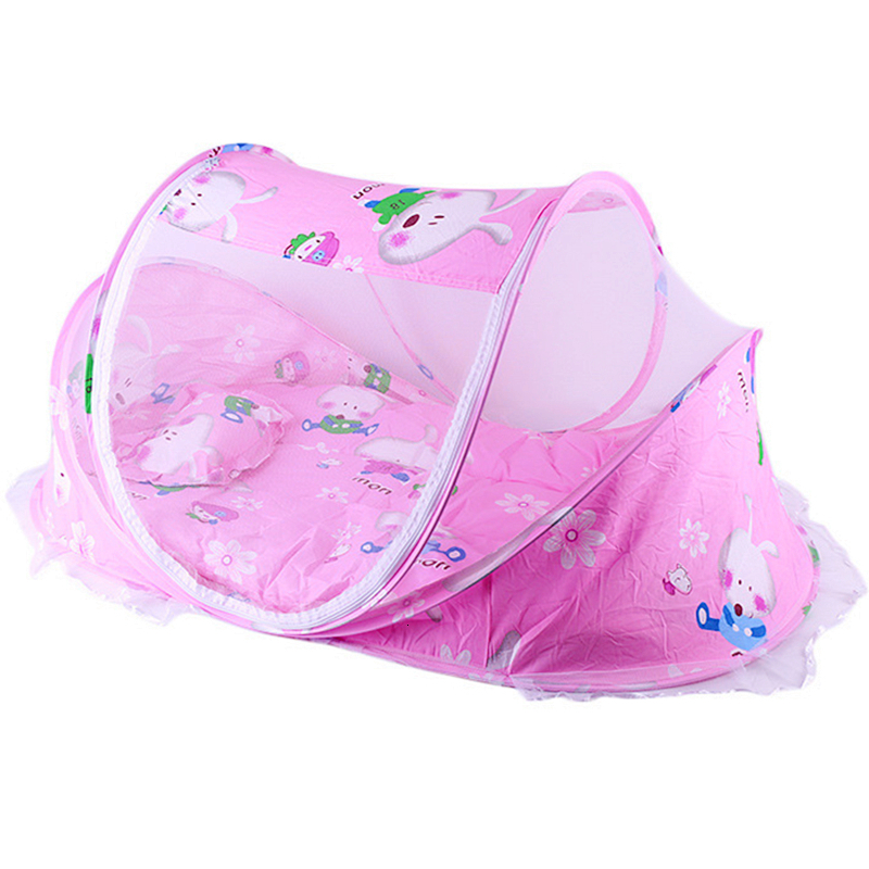 

Crib Netting 0-24 Months Baby Infant Bedding Mesh Crib Netting Folding Baby Mosquito Nets with Mattress Pillow Music Bag or Cool Mat Pillow 230510, Pink 2pcs set