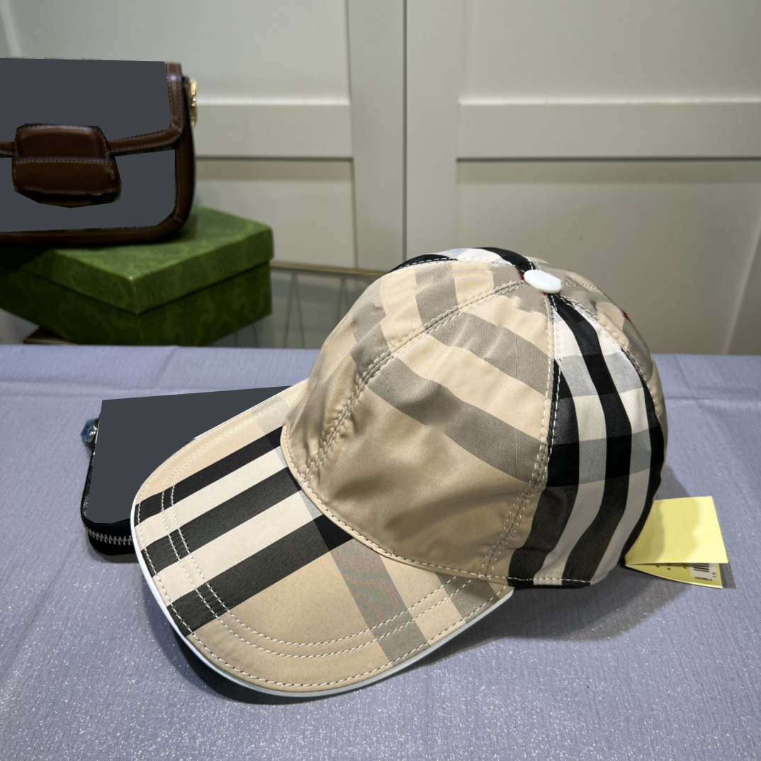 

top cap designer hat baseball cap luxury casquette hats for men women plaid fashion Striped patchwork classic retro hat casual street summer sunshade hat nice, Khaki