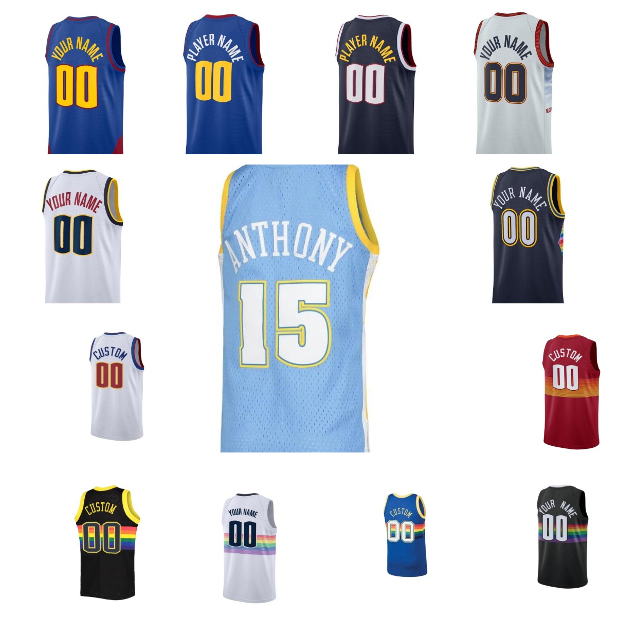 

Jamal Murray Jokic Custom Nikola Basketball Jerseys Michael Porter Jr. Denvers Carmelo Anthony Nugget Aaron Gordon Bones Hyland Jeff Green Ish Smith 2023 City, As pic