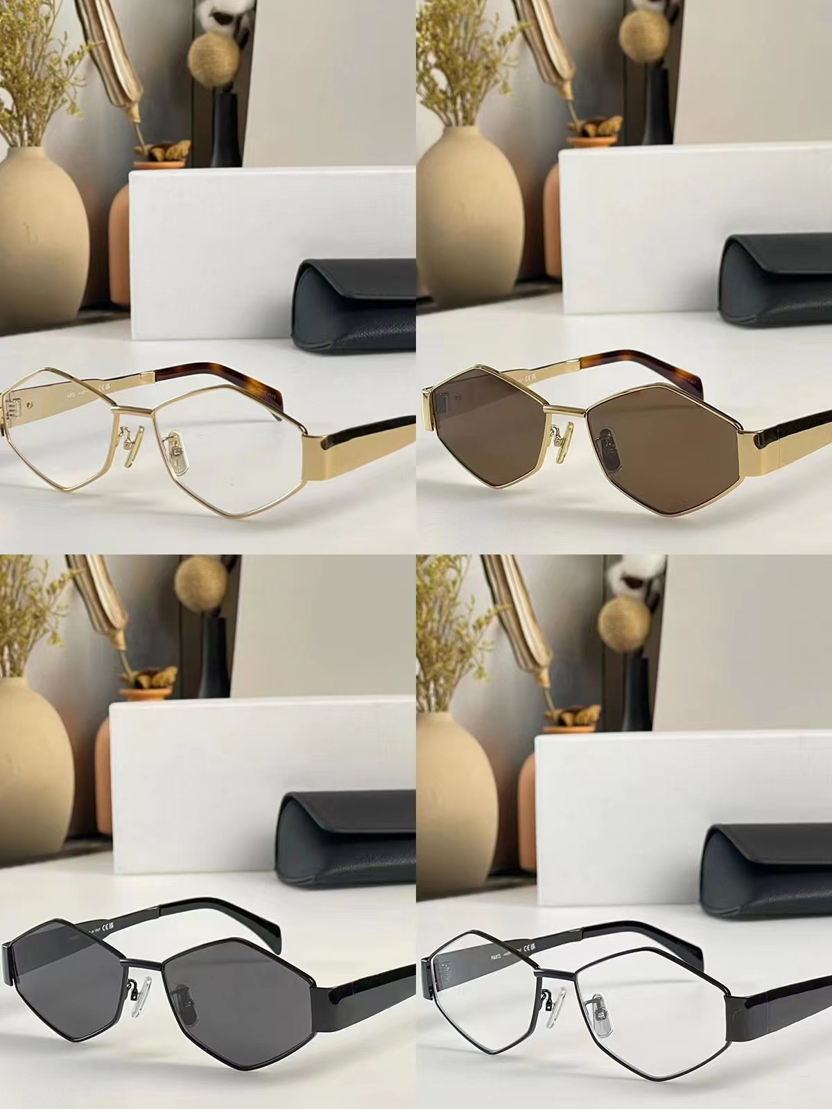 Lunettes de soleil de luxe pour femmes Cadre en métal de haute qualité protection des yeux anti-lumière bleue CL4S254 Casual Retro lunettes huit