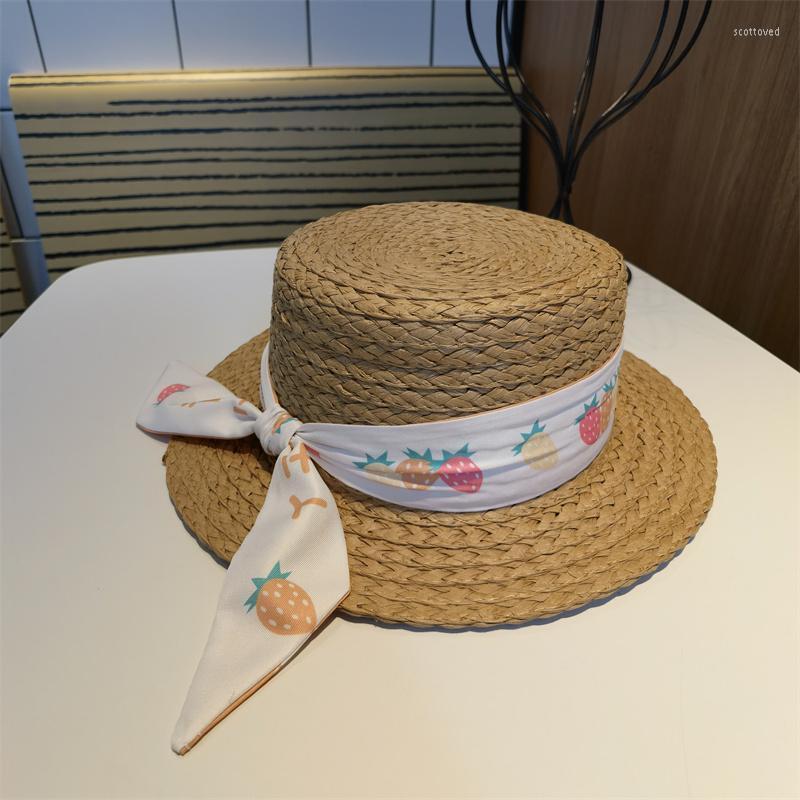 

Wide Brim Hats Beach Hat Girl Straw For Women Flat Solid Cute Baby Kids Child Sun Small 52cm Khaki Beige Band Chapeau Femme Scot22, Beige3