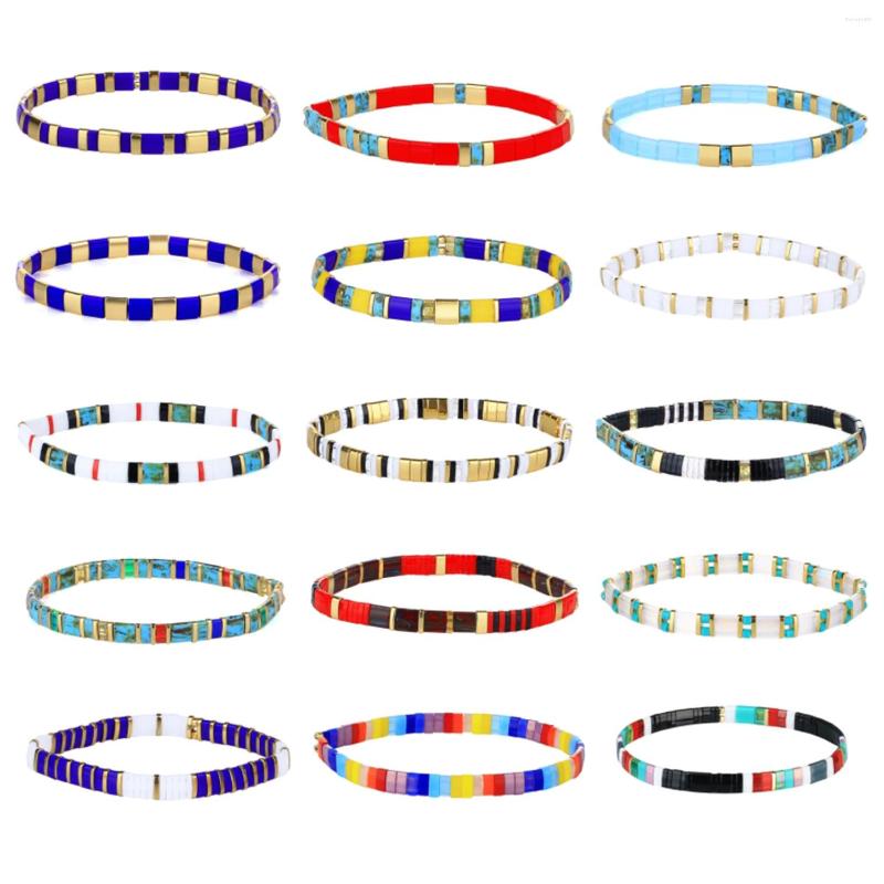 

Charm Bracelets KELITCH Women Tila Beads Colorful Adjustable Wrap Bangle Handmade Classic Couple Jewelry Friendship Chain Gifts