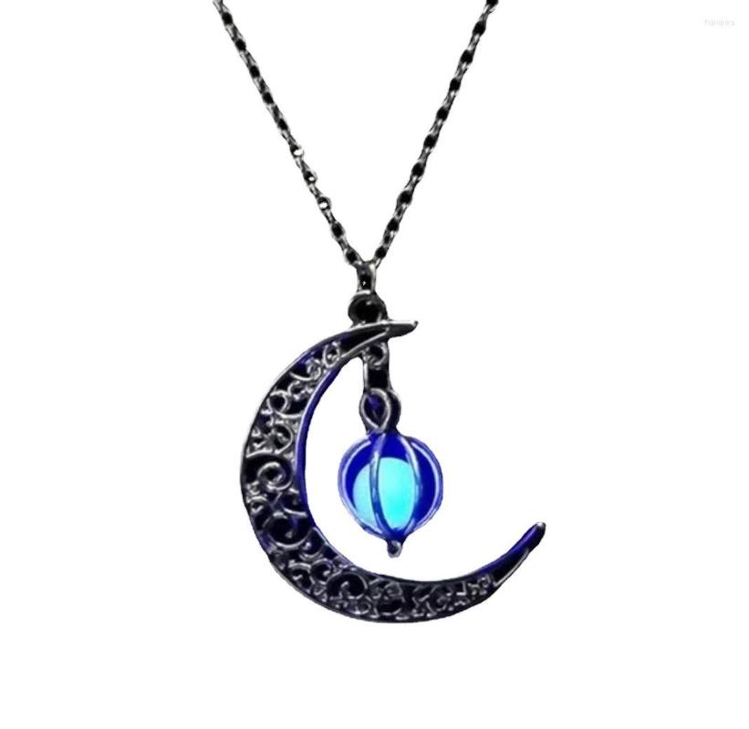 

Chains Glowing Moon Necklace Pumpkin Pendant Glow In The Dark Night Luminous Charm For Halloween Christmas P