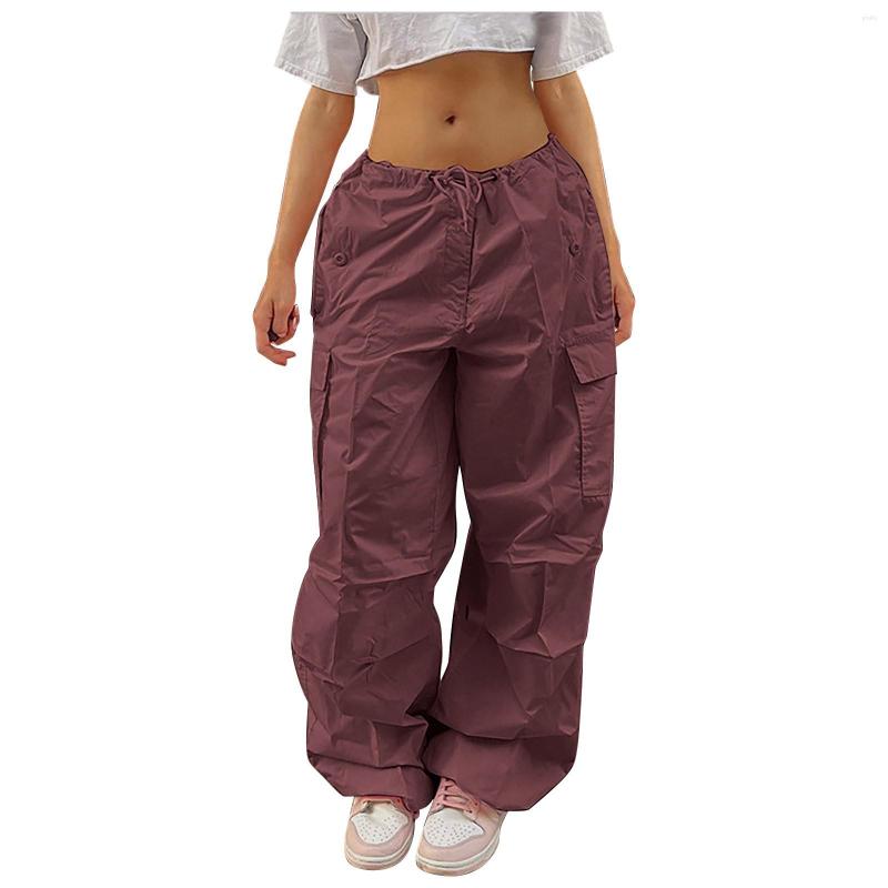 

Women's Pants Women's Straight Cargo Wide Leg Loose Casual Trousers 4, Red