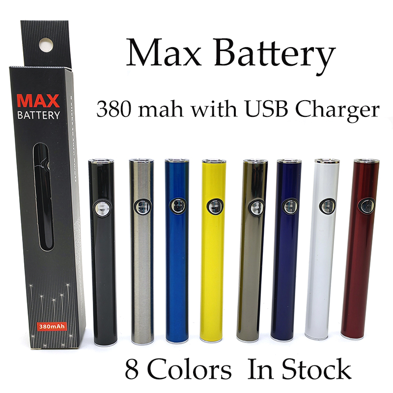 

Max Battery 380mAh Preheat 8 Colors 10500 Variable Voltage Bottom Charge Vape With Micro USB Charger Fit 510 thread oil Cartridge