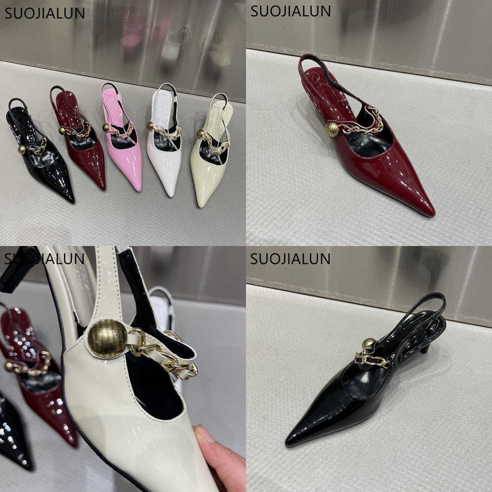 

Sandals New Brand Women Slingback Shoes Fashion Pointed Toe Slip on Ladies Elegant Sandal Thin High Dress Pumps Mul 230316, Black