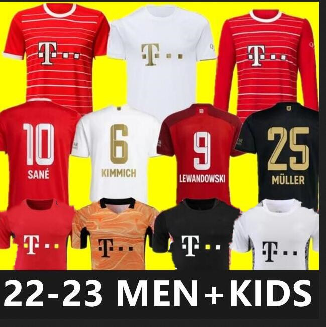 

LEWANDOWSKI BAYERN MUNICH soccer jerseys 22 23 GRAVENBERCH SANE Mazraoui MULLER DAVIES KIMMICH football TOP shirts Men Kids kit COMAN 2023 uniform fans player