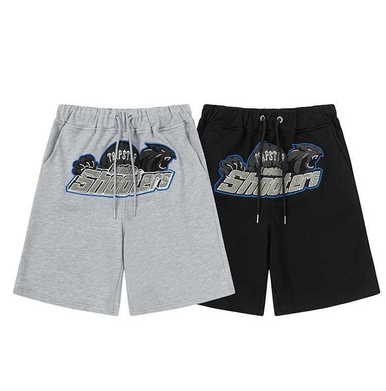 

Designer Short Fashion Casual Clothing Trapstar Leopard Embroidered Shorts Street Trend brand Summer Men's Women's Sports Loose Casual Capris Joggers Sportswear, Gray