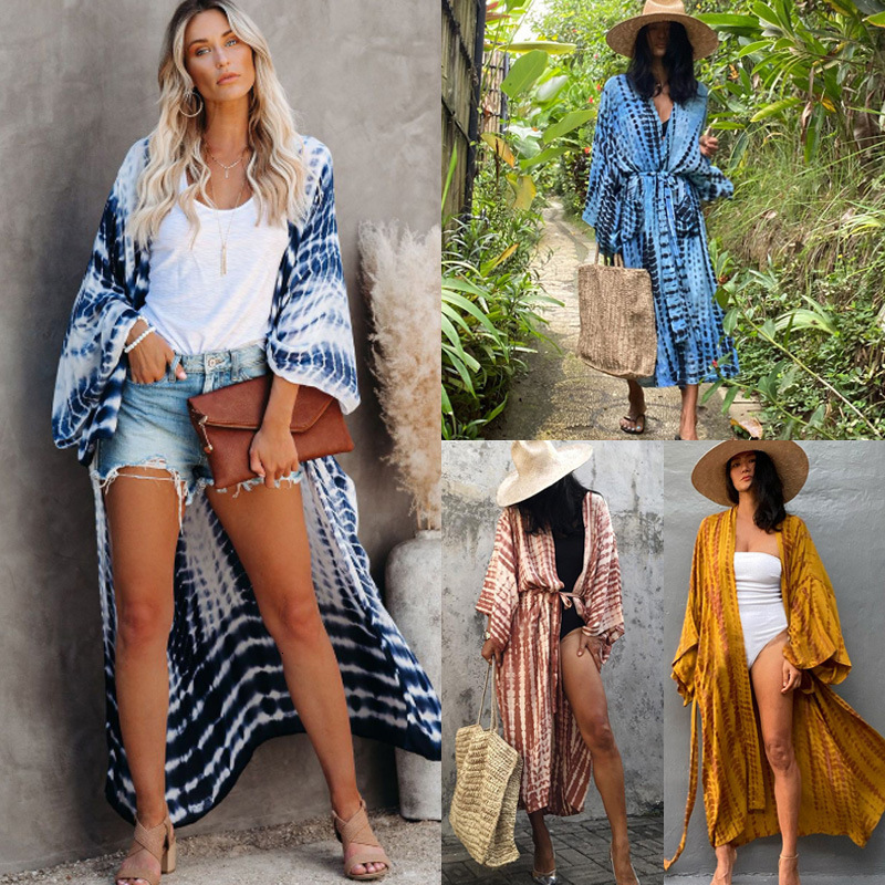 

Women's Swimwear 2023 Women Long Sleeve Swimsuit Tops Trim Beach Wear Swim Cover Up Dress Summer Swimming Colorful 230510, Ks03-5