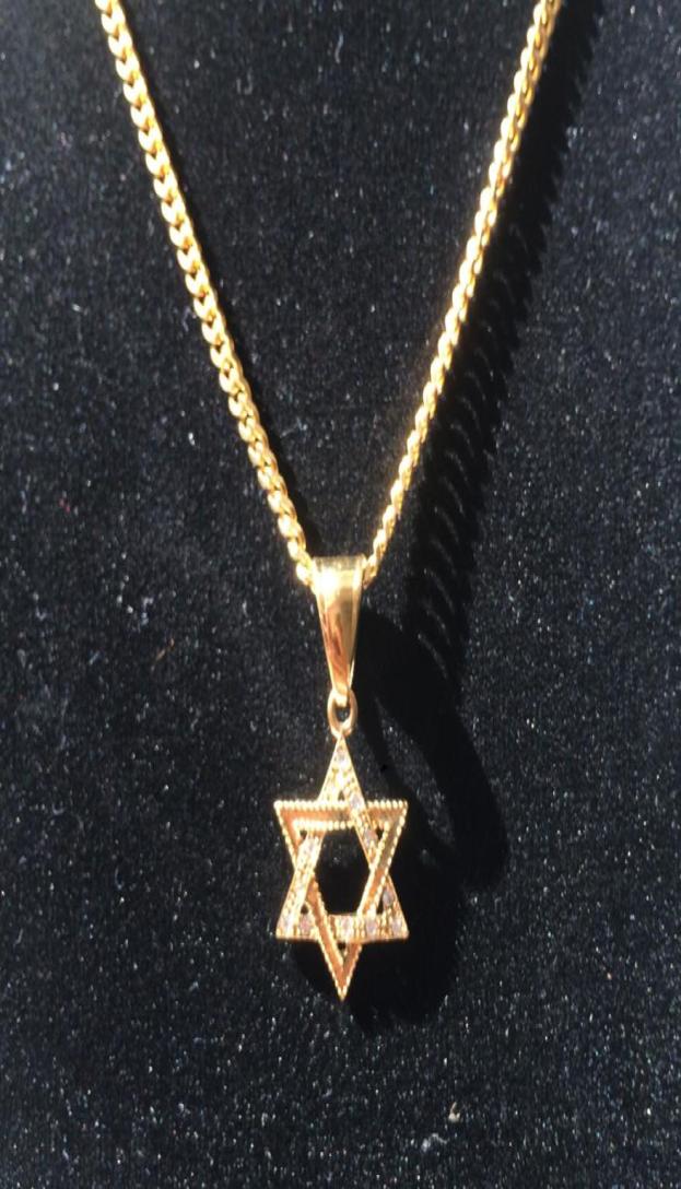 

iced out Stainless Steel Gold Mini Star of David Necklace Punk Style Classic Six pointed Hexagram Pendant Jewelry7980614