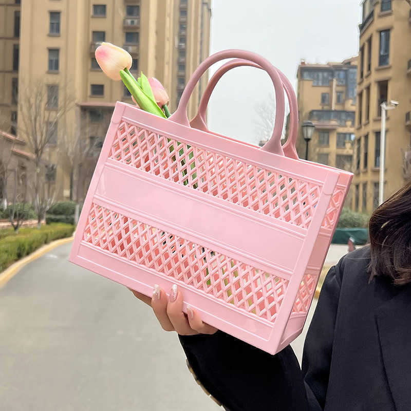 Storage Bags 2022 Summer New Women's Bag PVC Fashion Jelly Bags Candy Color Handbags Outdoor Casual Picnic Bags Beach Vacation Handbag Femal-image-864394289