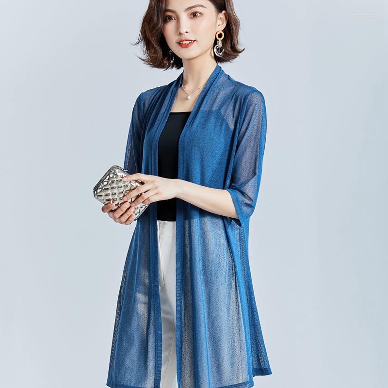 

Women's Blouses Casual Loose 3XL Summer Sun Protection Clothing Women 2023 Shirt Female Long Cardigan Womens Solid Mesh Shawl, Gray