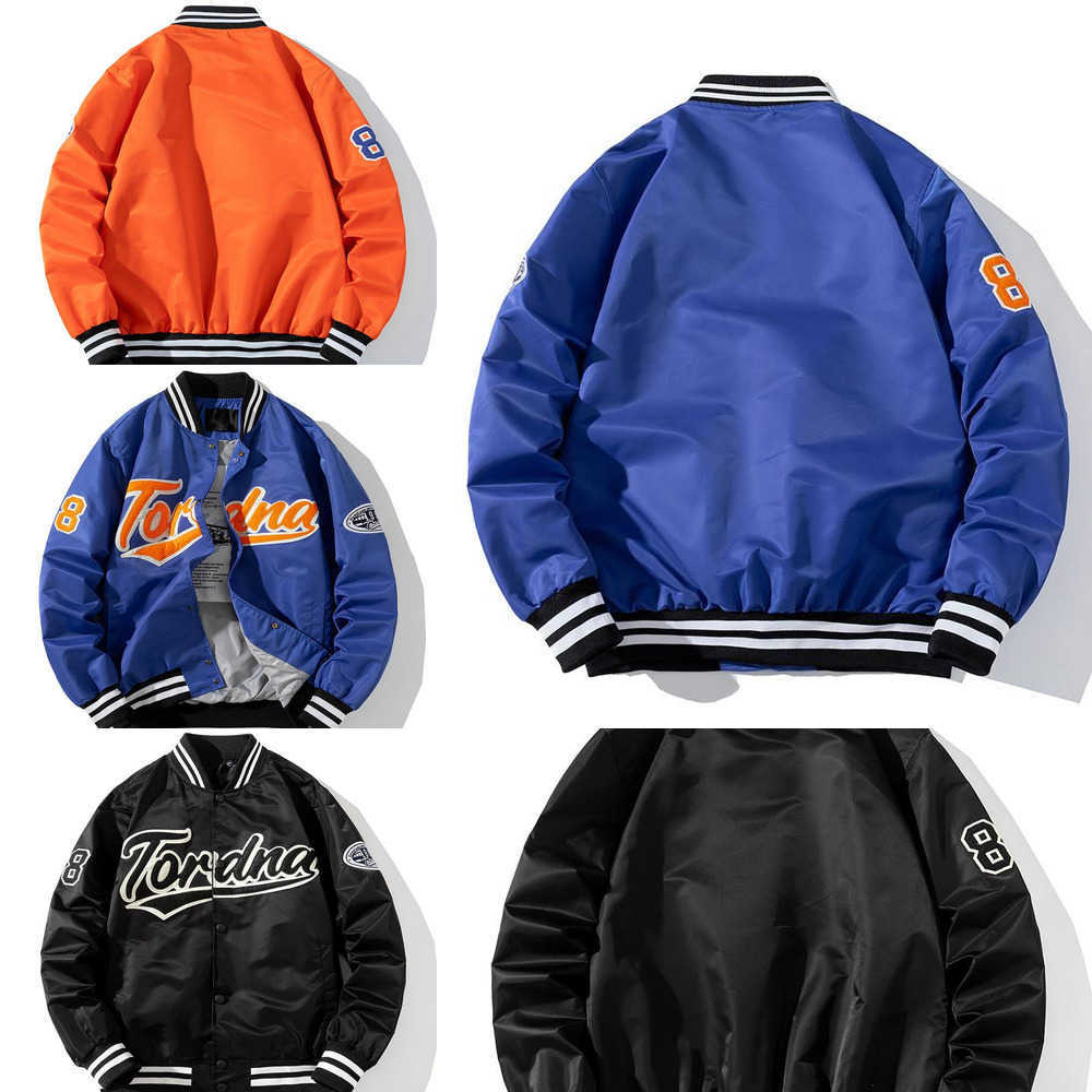 

Hip Men's Fashion Jackets Hop Unisex Varsity Baseball Jacket With Embroidery Spring Autumn Streetwear Letterman Coat Outerwear Tops S- Z09R, Orange