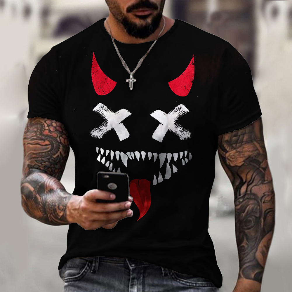 

Men's T-Shirts Oversized T Shirt For Men Casual Short Sleeve Hip Hop Smiling Face Print Plus Size Tee Shirt Pullover Mens T-shirt Top 230510, Zjm1-1314