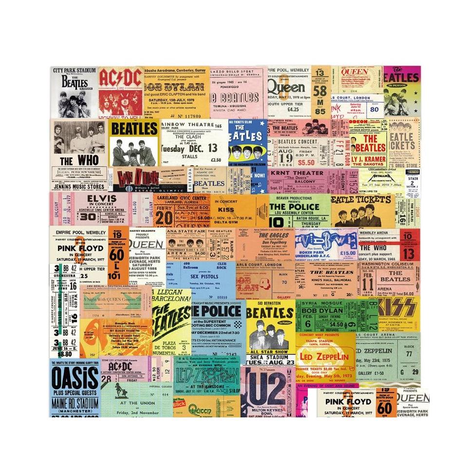 

Car Stickers 55Pcs/Lot Classic Rock Band Vintage Tickets Graffiti Sticker For Laptop Motorcycle Skateboard Luagage Decal Guitar Drop Dh6Tn, Multi colors