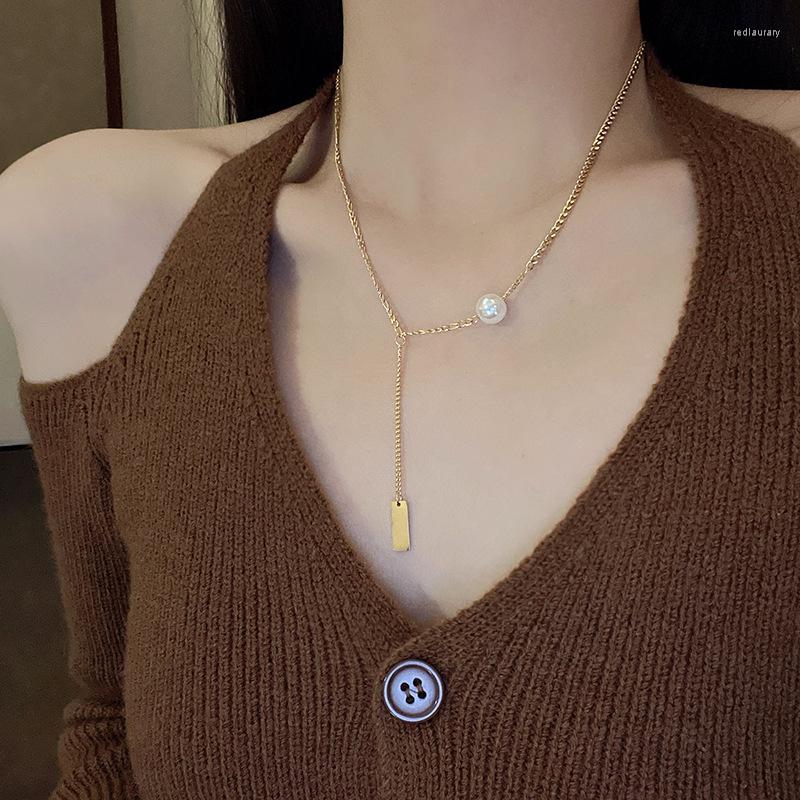 

Chains Colorful L Gold Colour Alloy Square Tassel Pendant Clavicle Chain Temperament Necklace For Women Jewelry Girl Gift