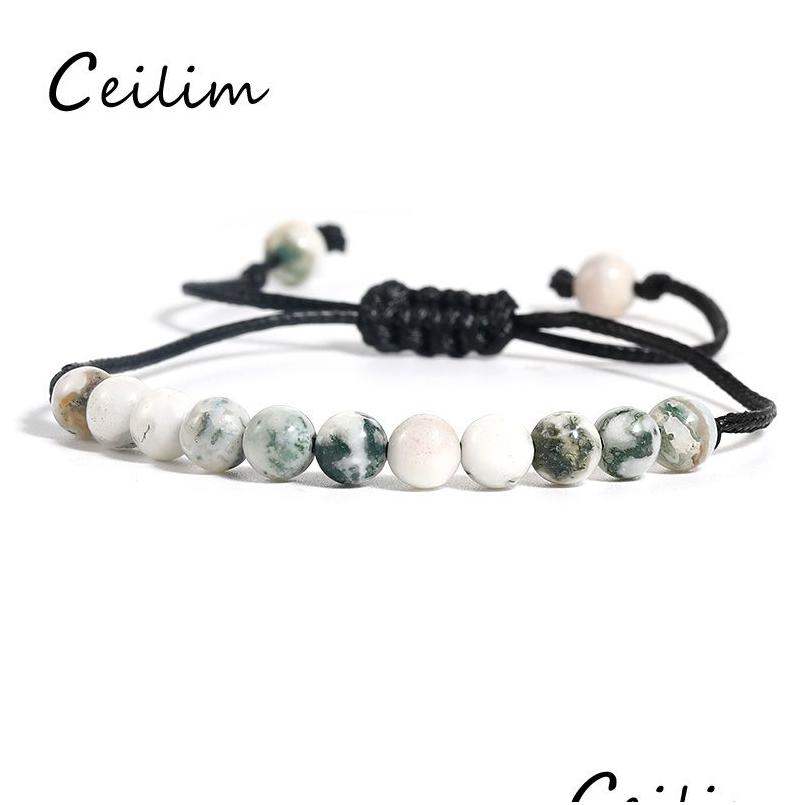 

Beaded 6Mm Natural Stone Bead Bracelet For Women Men Adjustable Handmade Wax Rope Braided Bangles Healing Nce Yoga Friendshi Dhgarden Dhm92