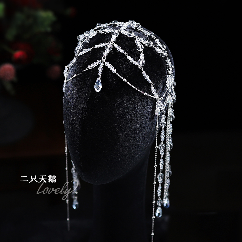 

FD-0001-A Super Immortal Bride Headwear Water Drops Flowing Su Head Chain Frontal Ornament Eyebrow Heart Pendant Hair Ornament Photography Photography