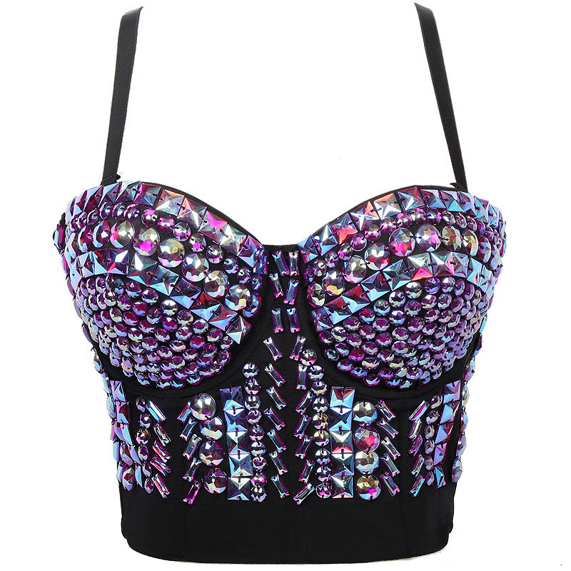 

Bras Sexy Push Up Bra Women Diamond Sequined Underwear Ropa Mujer Bralette Woman Clothes Summer y2k Short Tops Ladies Corset 230509, 9-white
