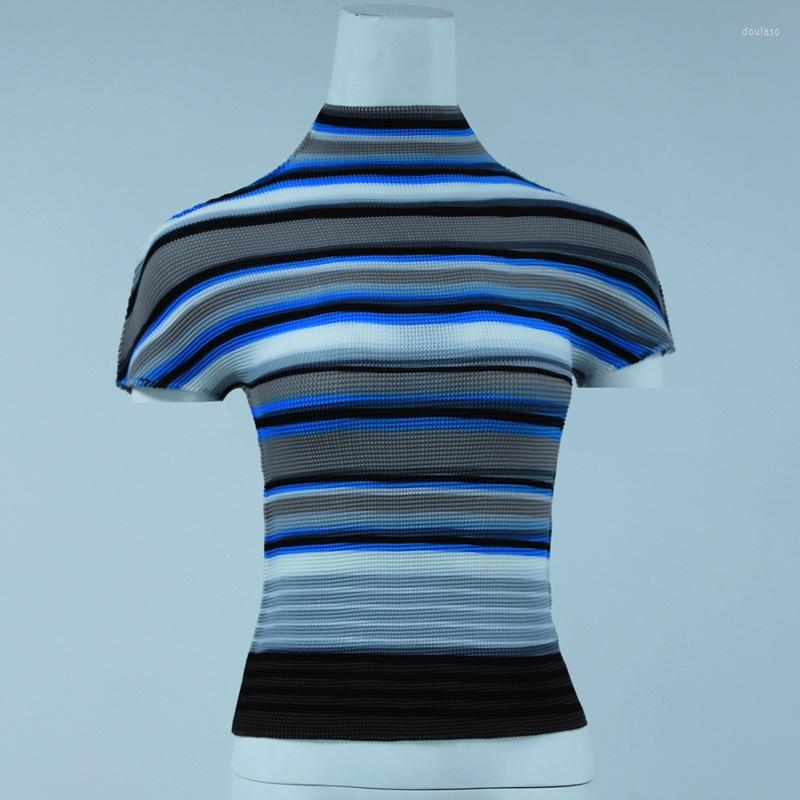 

Women's T Shirts Pleated Top Women's 2023 Summer Print T-shirt, Blue