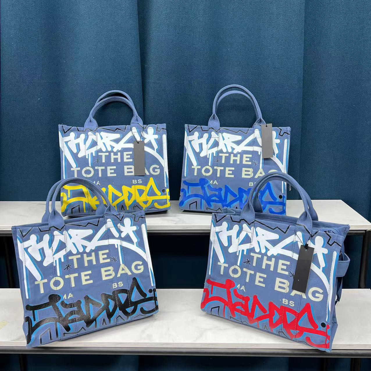 

Designer The Tote Handbag Tote Bag Ladies Painted Graffiti Canvas Bag Tote Handbag Tote Bag Shopping Men Multifunctional Decoration Twill with LOGO Lettering, Graffiti 5