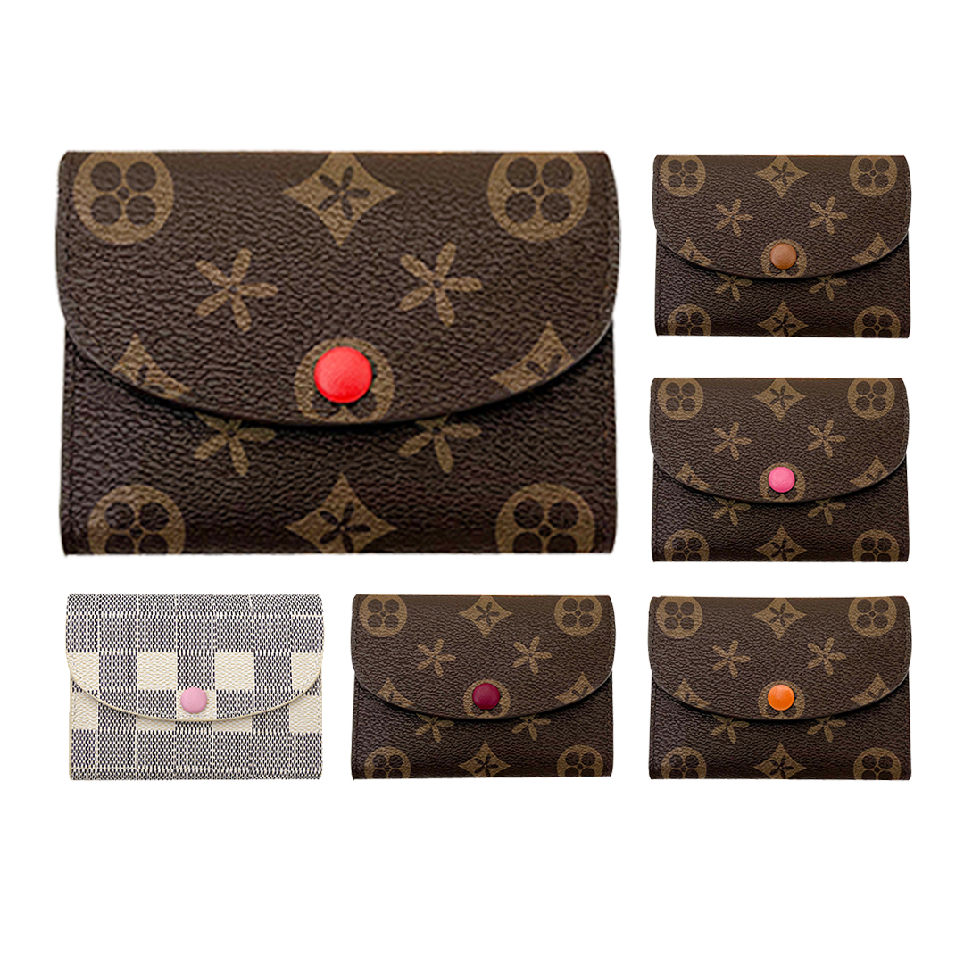 

fashion M41939 rosalie Designer wallet man cardholder womans Luxury Genuine leather Coin Purse mens passport Credit card holders keychain key pouch Wallets Purses, Mon0gram red
