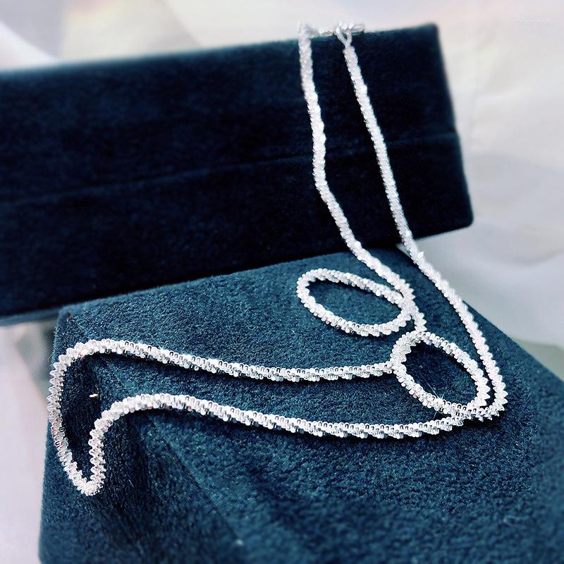 

Chains 925 Sterling Silver Shimmering 18K White Gold Plated Necklace For Women Party Fine Jewelry Gifts