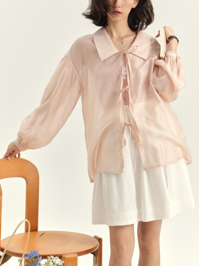 

Women' Blouses Lyocell Women Summer Sun Protection Shirt Long Sleeve Thin Office Lady Casual Shirts Oversize Lace Up Tops 4XL 5XL, Lavender