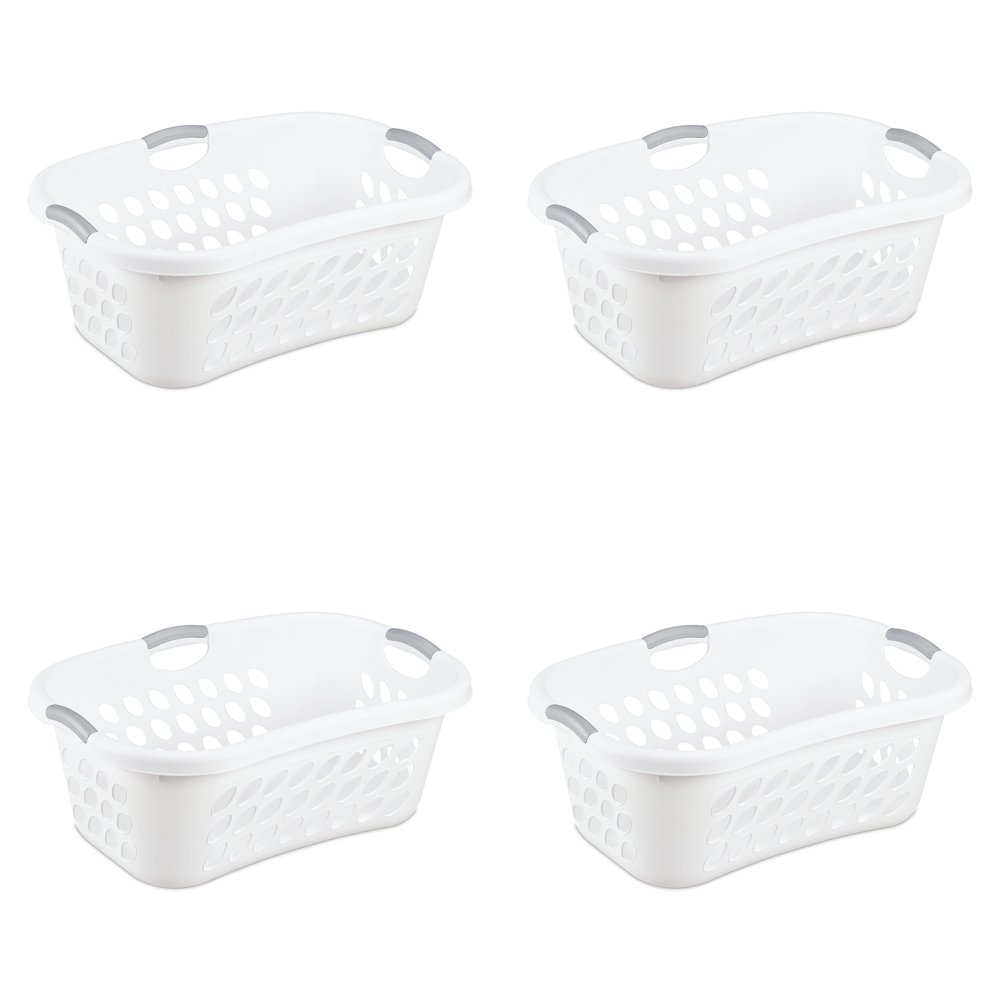 Sterilite 1 25 Bushel Ultra HipHold Laundry Basket Plastic, White, Set of 4-image-864443865