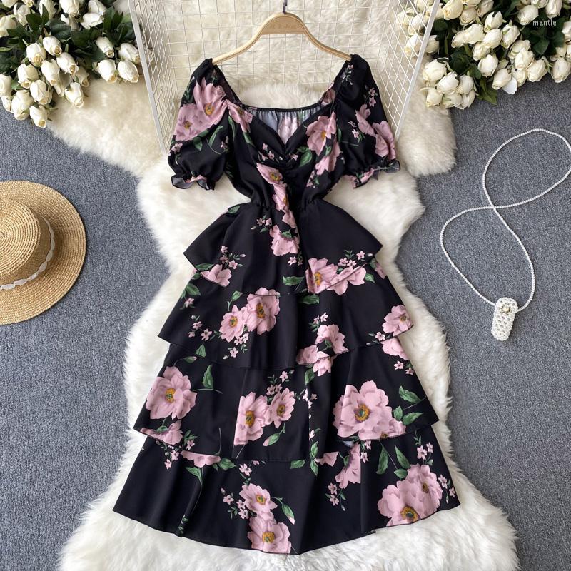 

Party Dresses Holiday Office Lady Basic Women Chic Female Ladies Vestido Fashion A Line Elegant Casual V Neck Pleated Ruffles Ins Dress