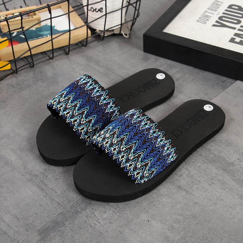 

Slippers Women National Style Summer Sandals Indoor Outdoor Flip-flops Beach Shoes Fashion Lady Flip Flop, Blue