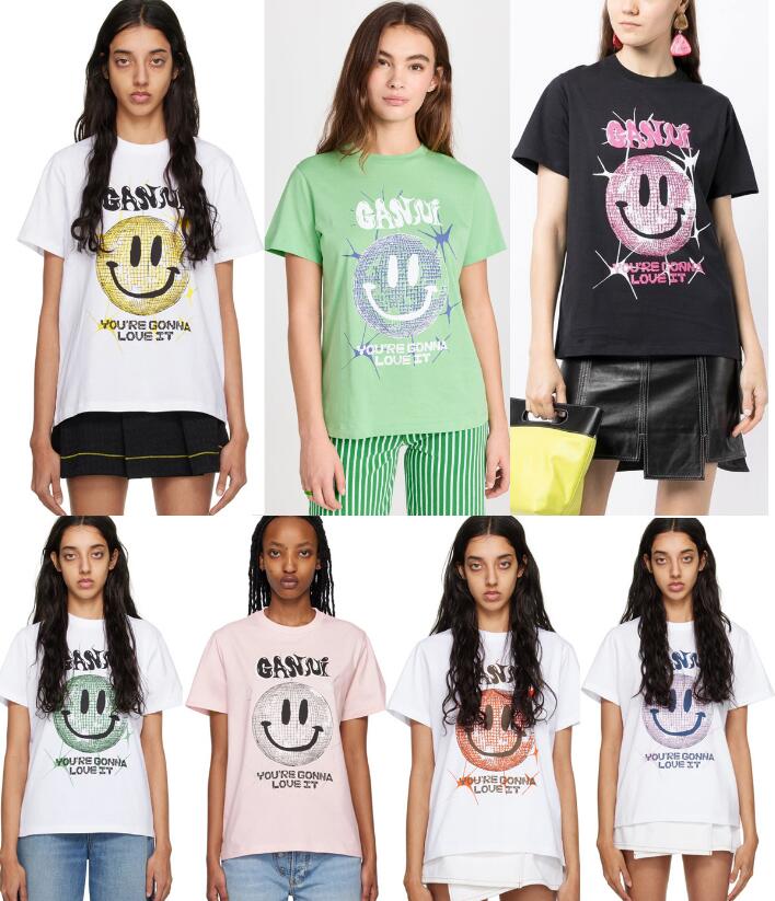 

designer t shirt summer Smiling face print ganni women tshirt tee men