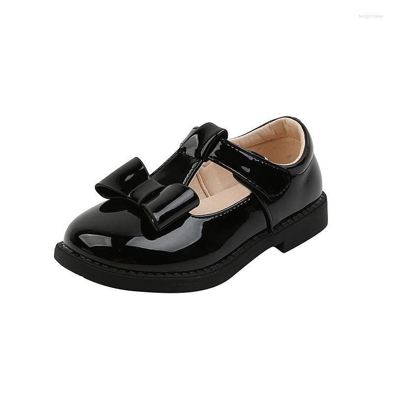 

Flat Shoes CAPSELLA Kids Elegant Butterfly-Knot Patent Leather For Children Girls T-Strap Casual Size 23-33, White