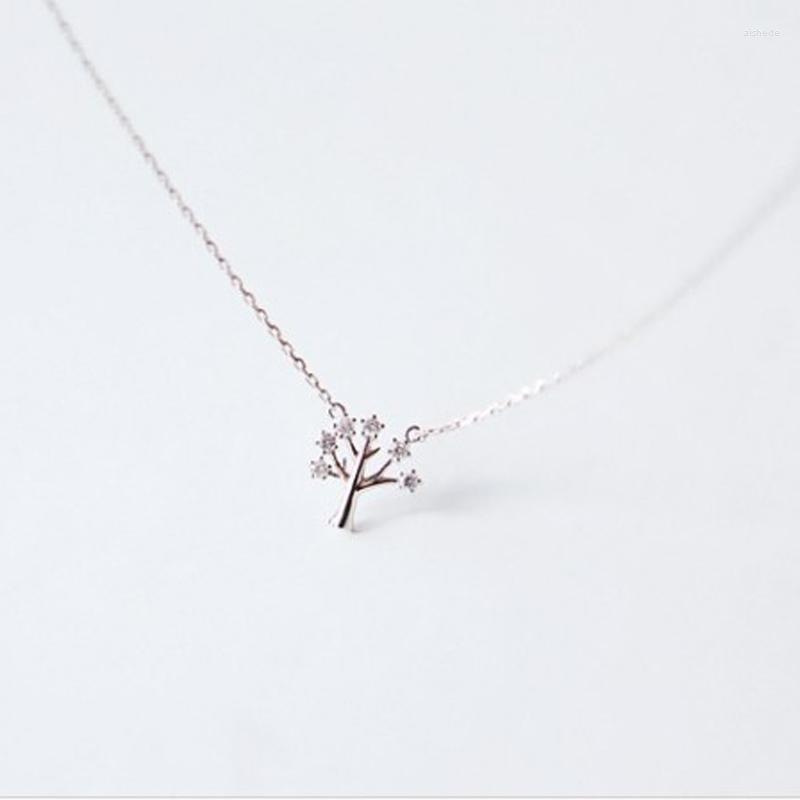 

Chains 925 Sterling Silver Wishing Tree Necklaces & Pendants For Women Fashion Lady Festival Gift Sterling-silver-jewelry