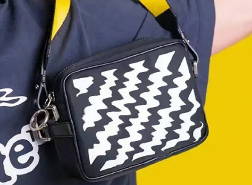 

MINI Men Yellow canvas belt high Shoulder Bag chest bag waist bags multi purpose satchel Bag Messenger stripe New style, Black