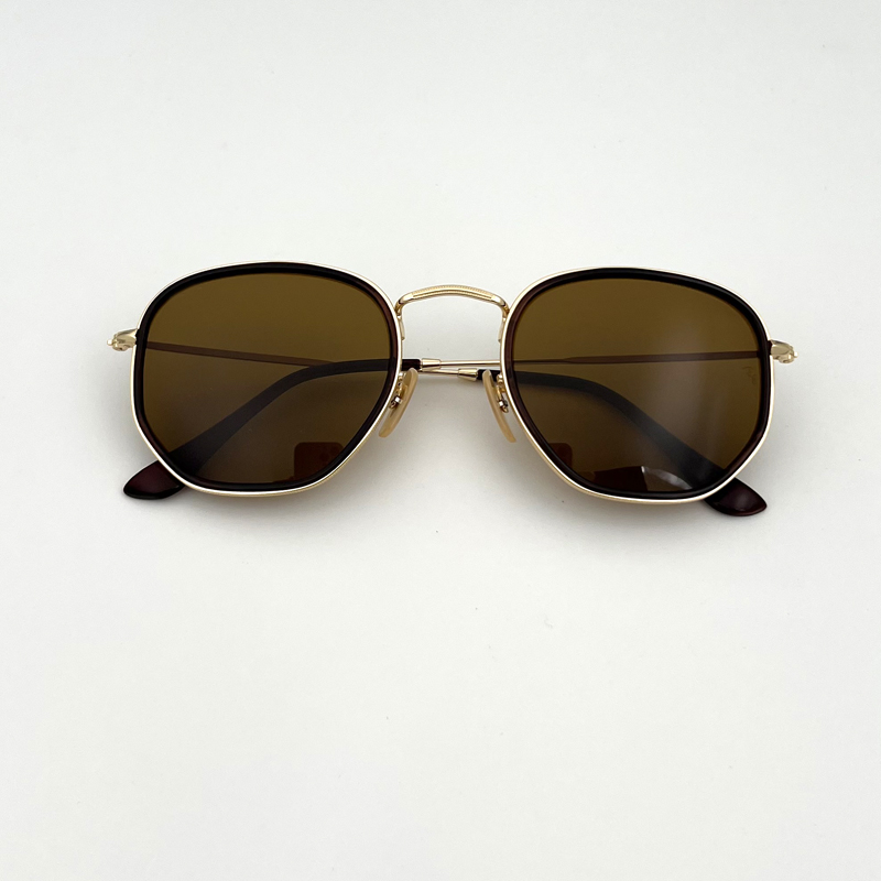 

Unisex Vintage hexagonal Metal Frame Sunglass Eyeglass for men women designer classic uv400 glass lens sunglasses G15 black brown glassl lens with box stickers