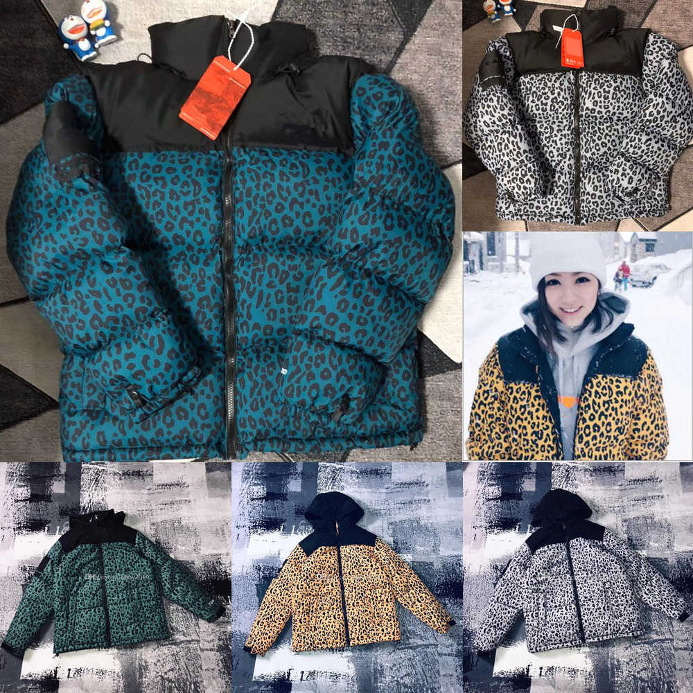 

Hooded 18FW Jacket Leopard Nuptse Down Jacket Deciduous leaves Print Nuptse Coats Couple Coat Winter Outerwear Fashion HFTTYRF024 M-3XLM- A579, Gray