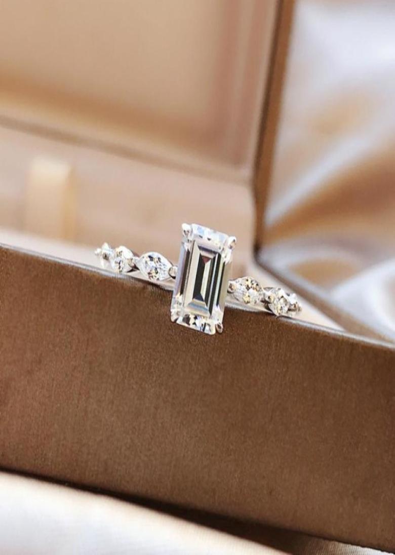 

Cluster Rings 100 925 Sterling Emerald Cut High Carbon Drill Diamond Wedding Women039s Ring Fashion Fine Jewelry Gift7940394