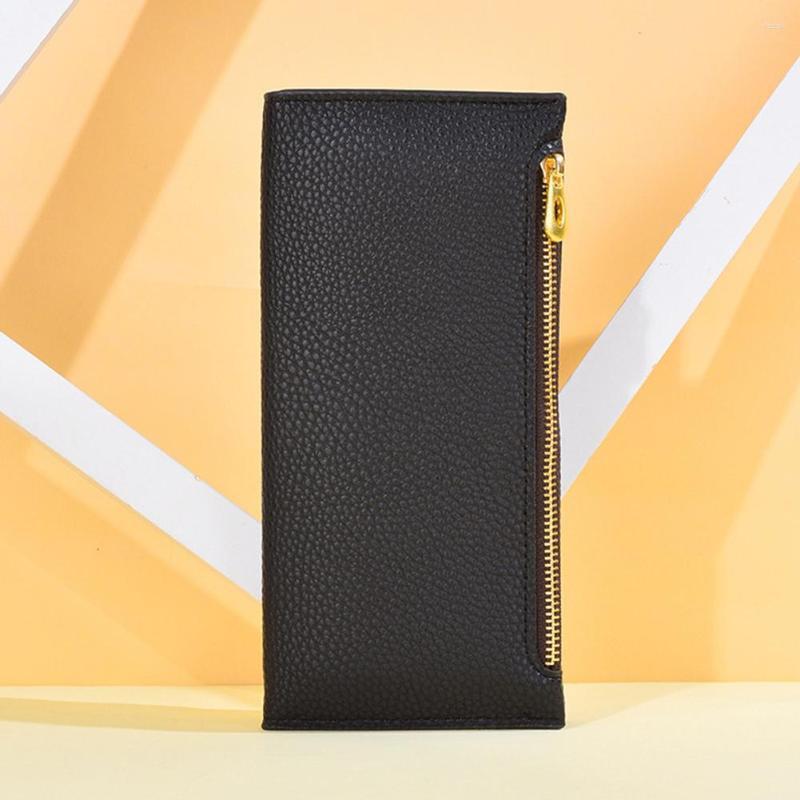 

Wallets Cartera Simple Snaps Button Thin Long Wallet Portable Lightweight Card Sleeve For Women Girls Female, Black