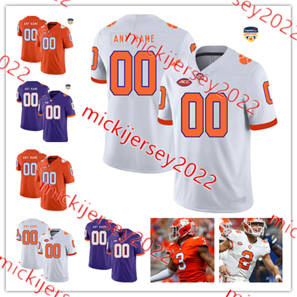 

Will Shipley Trenton Simpson Clemson Football Jersey Jeadyn Lukus 12 Hunter Johnson 0 Barrett Carter Clemson Tigers Jerseys Custom Stitched Mens Youth, Purple/orange patch