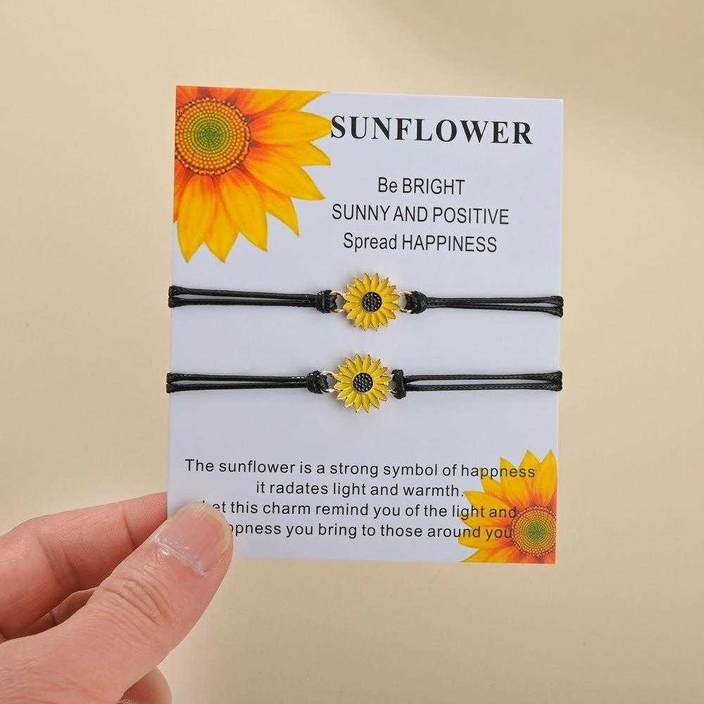 

Accessories Card Bracelet Couple Vintage Alloy Dripping Sunflower Adjustable Woven