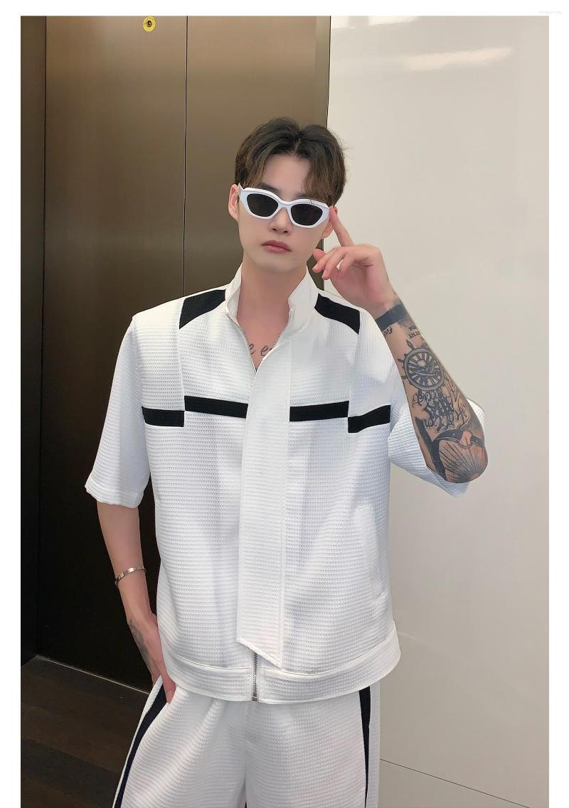 

Men's Casual Shirts QR40523 Fashion Men's 2023 Runway Luxury European Design Party Style Clothing, Black