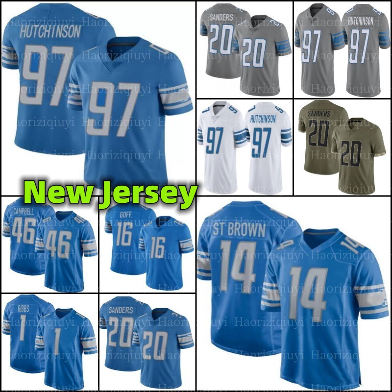 

Aidan Hutchinson Amon-Ra St. Brown Football Jersey 26 Jahmyr Gibbs Barry Sanders Jared Goff D'Andre Swift Penei Sewell Derrick Barnes Jameson Williams Jack Campbell, Men jersey