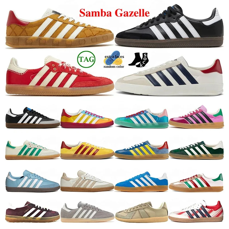 

2023 Samba Men Women OG BW Casual Shoes Vegan Gazelle Monogram Designer flat White Green Suede Pink Velvet Black Gum Sneakers Shoe Trainer 36-45 Sambas R51, # 8