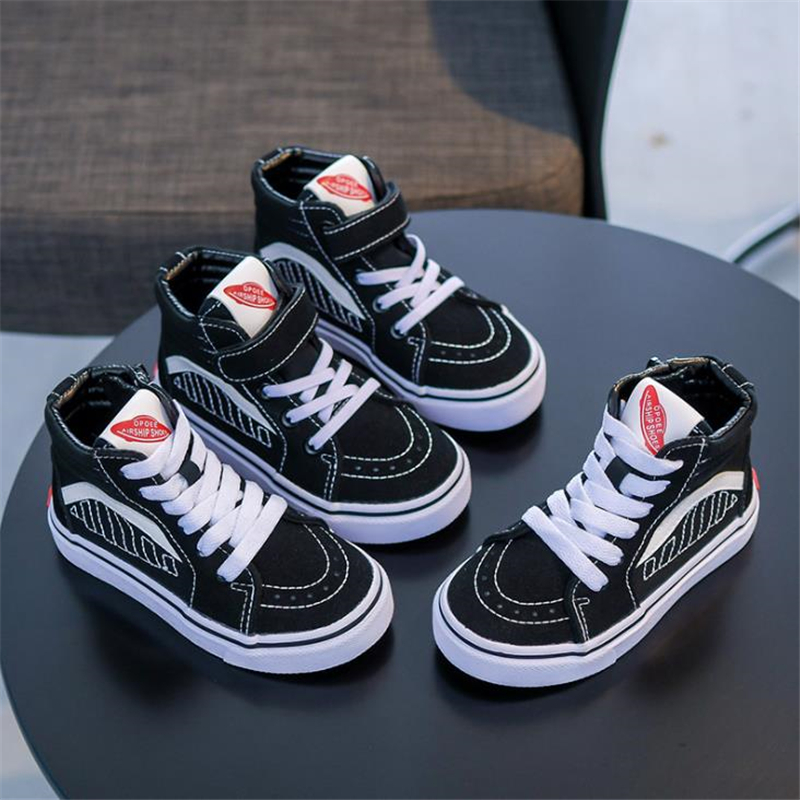 

New Fashion Kids Sports Shoes Boys Sneaker Children Casual Flats Girls Boots Anti-Slip Running Shoes Child Ankle Boots, Black hasp low