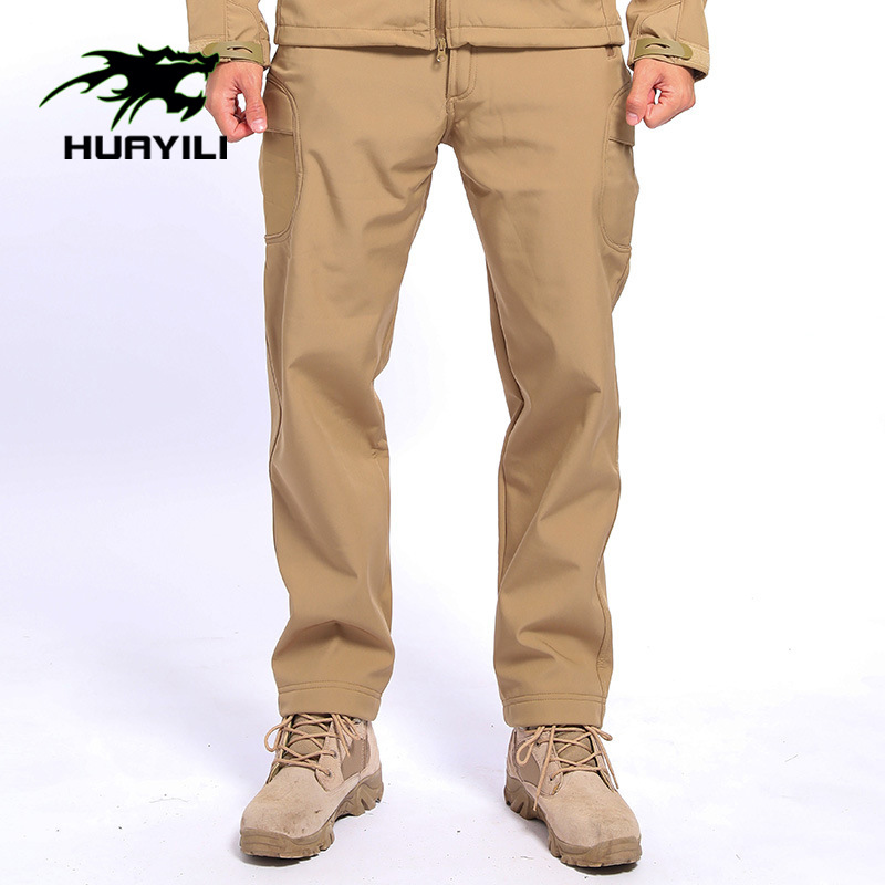 

Manufacturers direct men' outdoor sports tactical pants 3-in-1 grab velvet soft shell waterproof camouflage charge pants, Black
