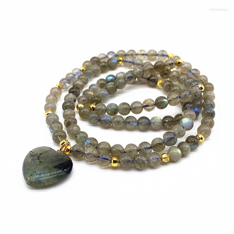 

Charm Bracelets Good Quality Women Pendant Bracelet Blue Shine Labradorite Round Stone 6 MM Beads Girl Gift Yoga Necklace 2023