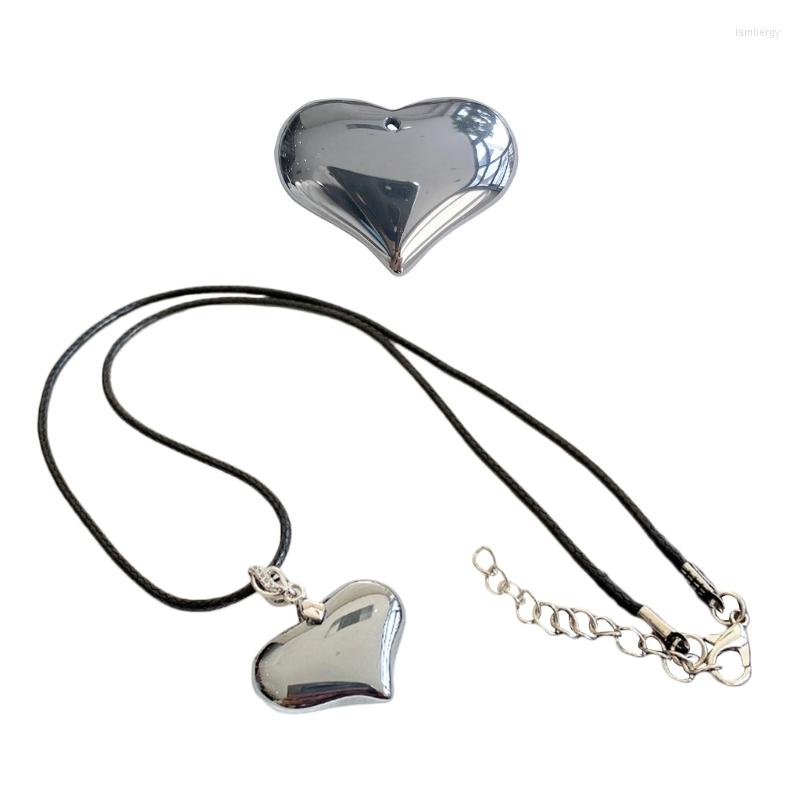 

Chains H9ED Fashionable Terahertz Stone Pendant Necklace Exquisite Big Heart Energy Charm For Relieve Fatigue Jewelry